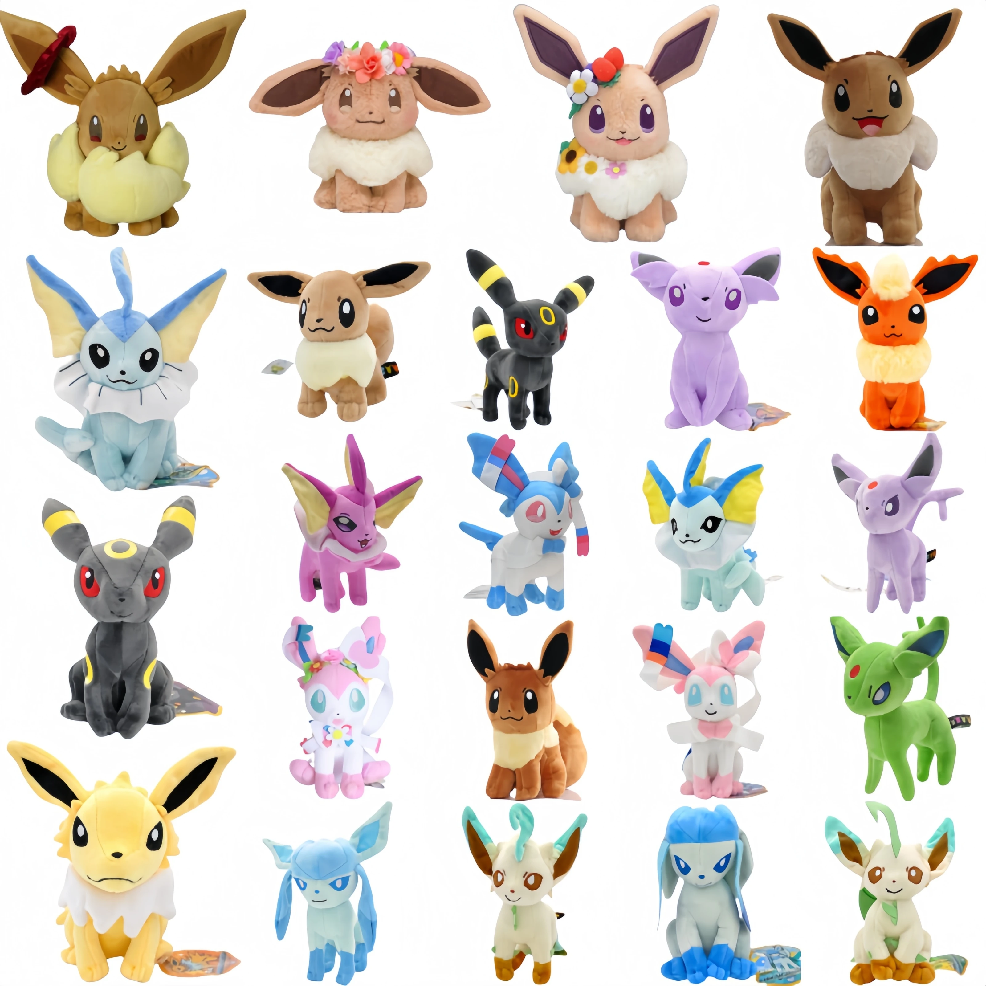 Pokemon Eevee Collection Plush Flareon Vaporeon Stuffed Doll Umbreon Espeon Glaceon Leafeon Sylveon plushies Xmas Kid Gift