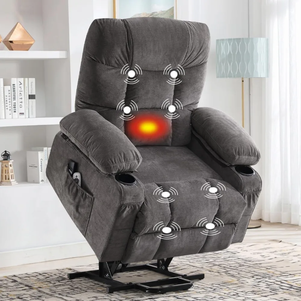 Power Lift Recliner Chair for Elderly with Vibration Massage and Lumbar Heating Electric Recliner Sofa with Cup Holde，Customized