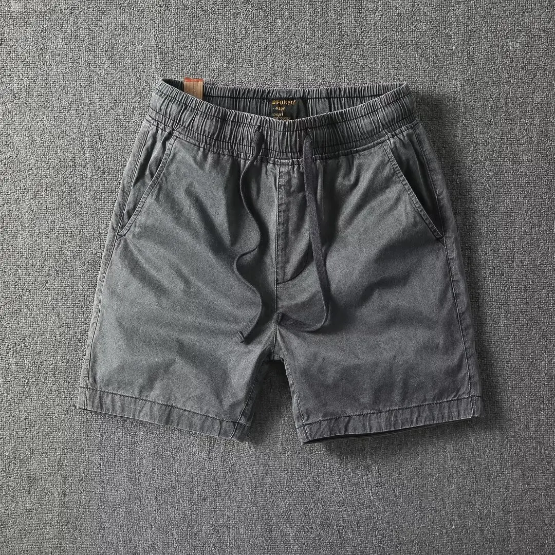 Men's Cotton Shorts Summer Daily Travel Shorts Solid Color Washed Fabric Durable Casual Pants Streetwear Pants Men Clothing 2024