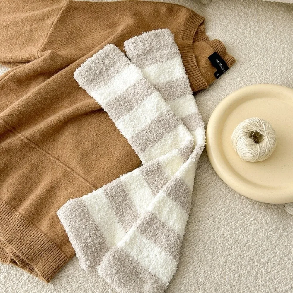 

New Coral Fleece Long Tube Socks Thickened Leg Protection Leg Cover Elastic Windproof Coldproof Knee Pads Autumn Winter