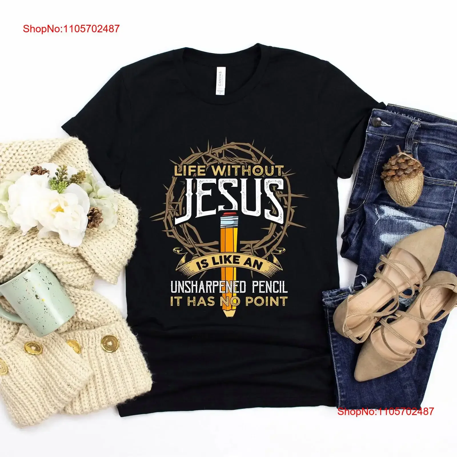 T-shirt religieux chrétien pour missionnaire et pasteur, avec la citation : « Une vie sans Jésus est comme un crayon non effilé », style vintage délavé.