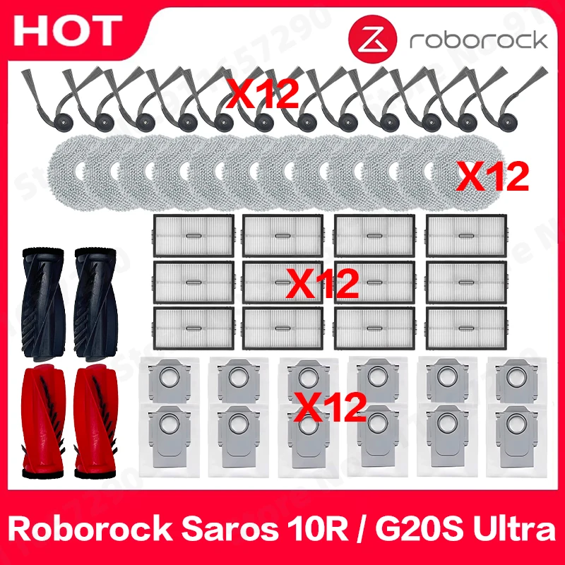 

Roborock Saros 10R / G20S Ultra Vacuum Spare Parts Main Roller Side Brush Filter Mop Cloth Dust Bag Accessories ﻿