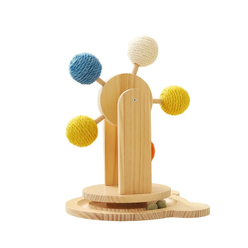 

Cat Scratcher Toy Ferris Wheel Sisal Wood Cat Grinding Claw Toy Self Play Rotating Turntable Durable Interactive Kitten Supplies