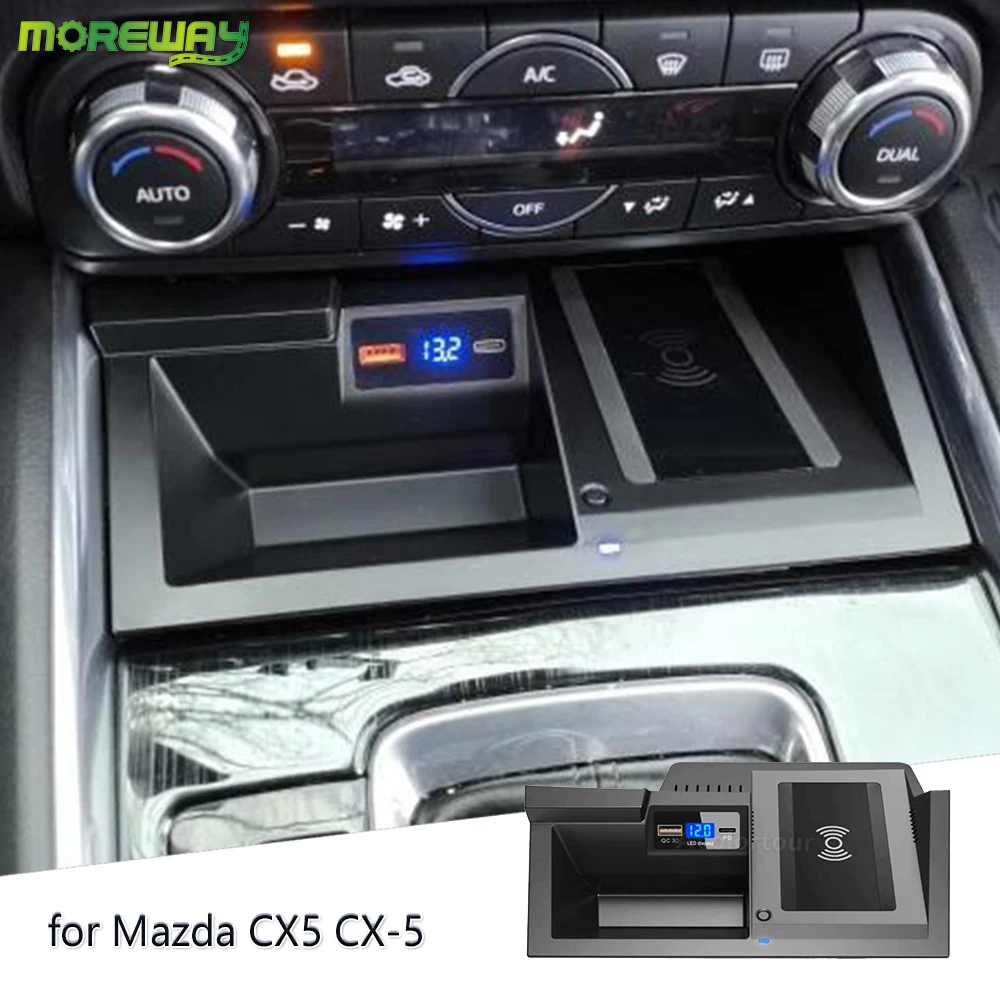 Phone Holder Mount Charging Tray Pad Wireless Charger for Mazda CX5 CX-5 2017 2018 2019 2020 2021 Mobile Stand Car Accessories
