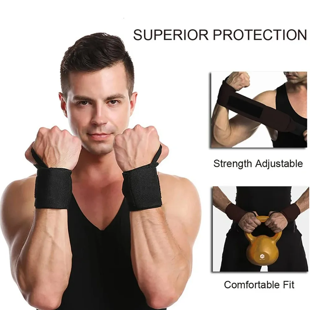 1 Pair Fitness Wrist Wraps Weight Lifting Gym Wrist Straps Cross Training Padded Thumb Brace Strap Power Hand Support Wristband