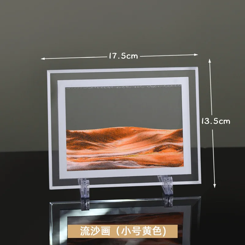 5/7Inch Bewegende Zand Kunst Foto Diepzee Sandscape Vloeiende Zand Art Schilderen Rechthoek Ronde Frame Glas Zandloper home Decor