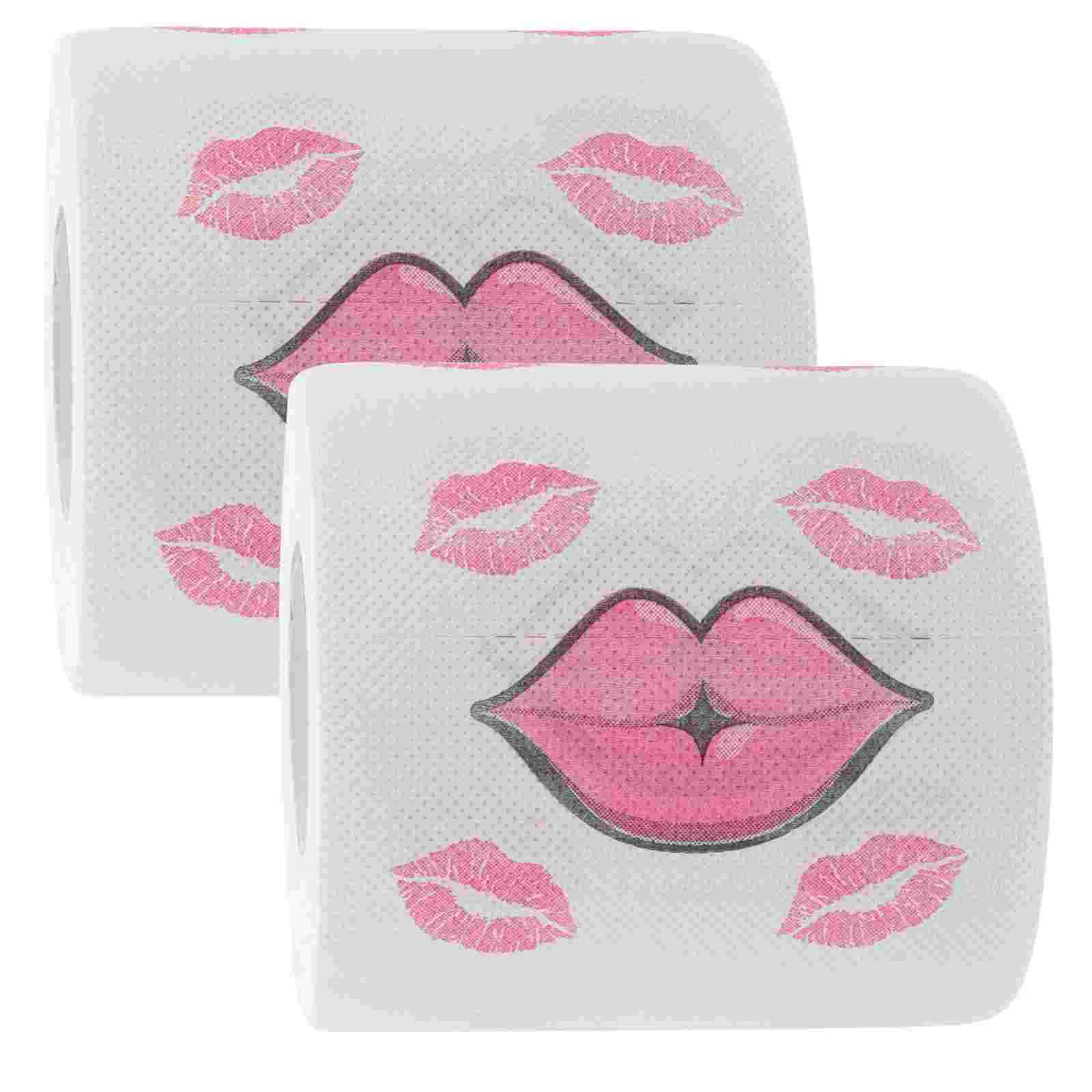 2 Rolls Red Mouth Tissue Bathroom Accessory Table Napkins Soft Toilet Paper Bulk Towels Dinner Kitchen Tissues