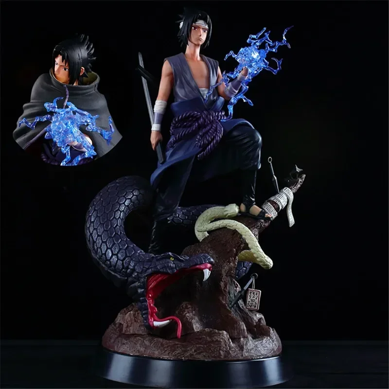 

Anime Peripheral Naruto Statue Uchiha Sasuke Bust GK Burning Wind Double Head PVC Action Figure Collectible Model Doll Toy 32cm