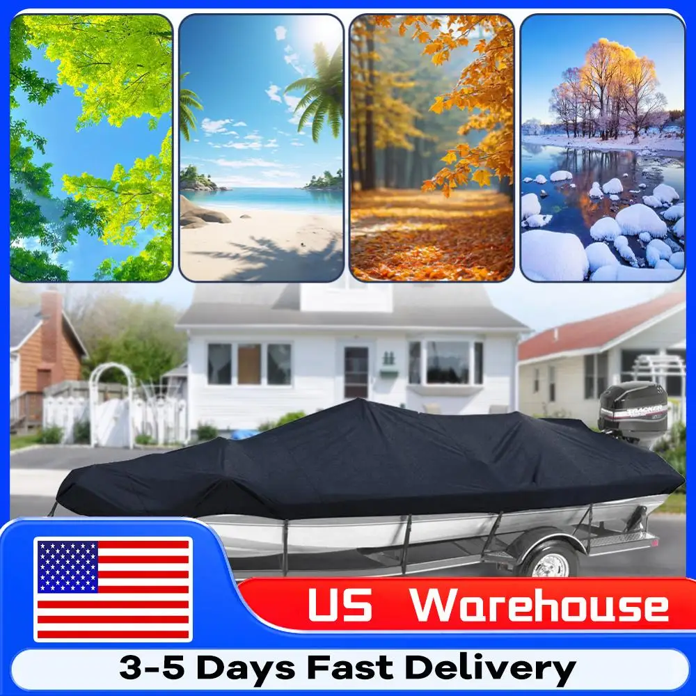 

Чехол для лодки 14-16 футов, ткань Оксфорд 210D, защита для лыжной лодки для рыбалки, водонепроницаемый чехол для парусных лодок для яхт, моторов, гребных лодок