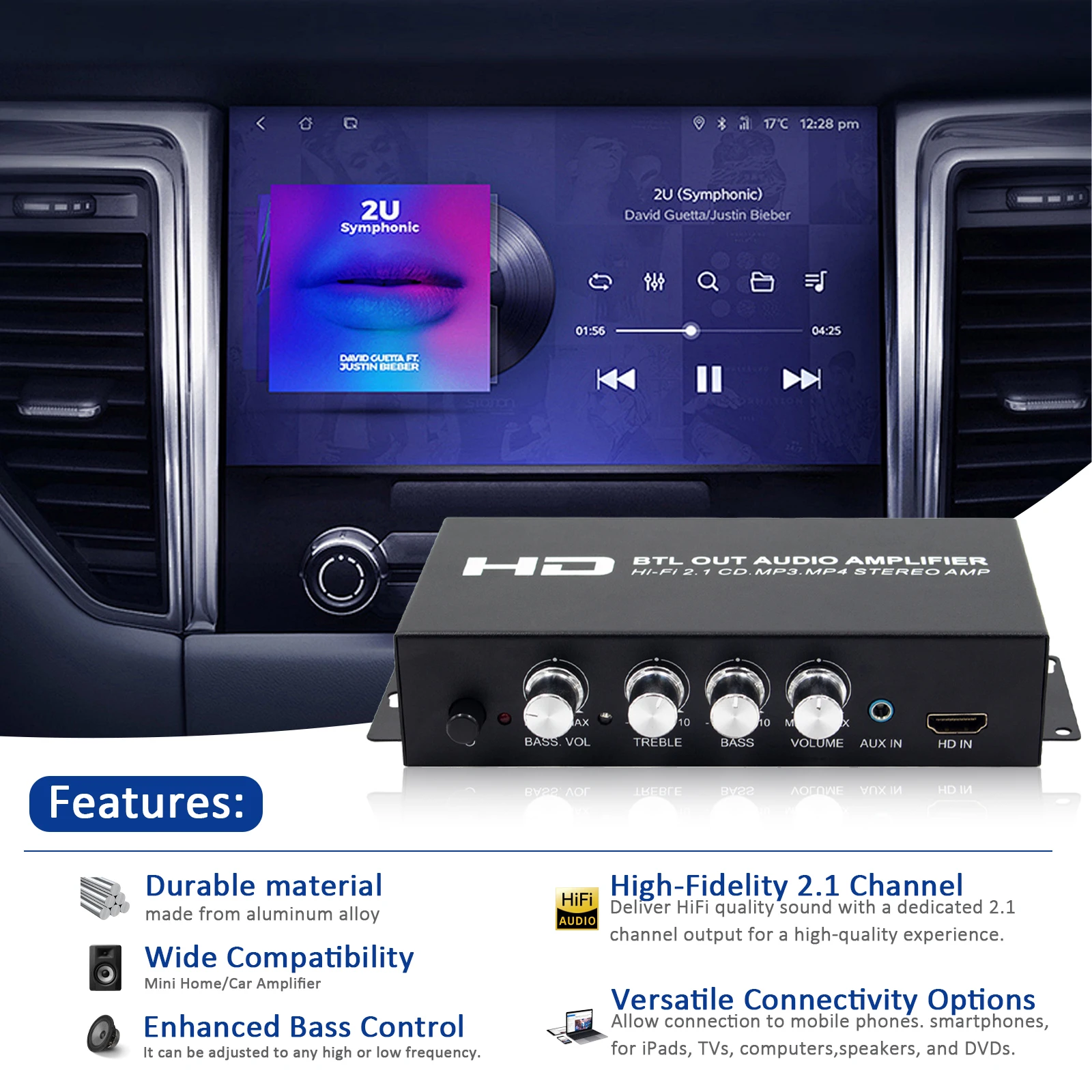 HiFi مكبر صوت بلوتوث 5.0 مضخم صوت جهير رقمي مع HDMI صغير أمبير سائق ضياع الموسيقى أمبير لاجتماع السيارات المنزلية