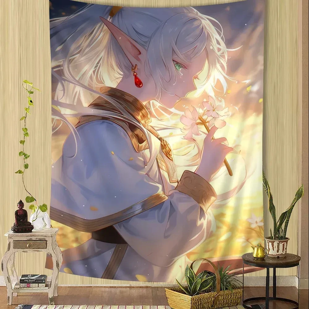 Anime F-Frieren Tapestry Art Printing Japanese Wall Tapestry Anime Wall Hanging Home Decor