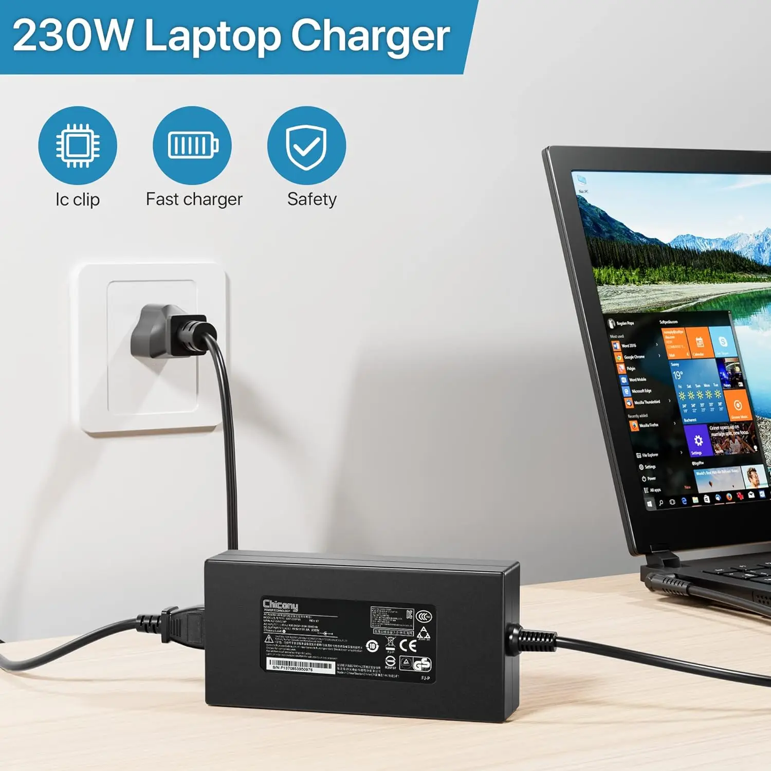 230W Laoptop Charger Fit For MSI GS66 GS76 GS65 GS75 WS75 WS76 Stealth Charger Chicony A17-230P1A A12-230P1A MSI Power Supply