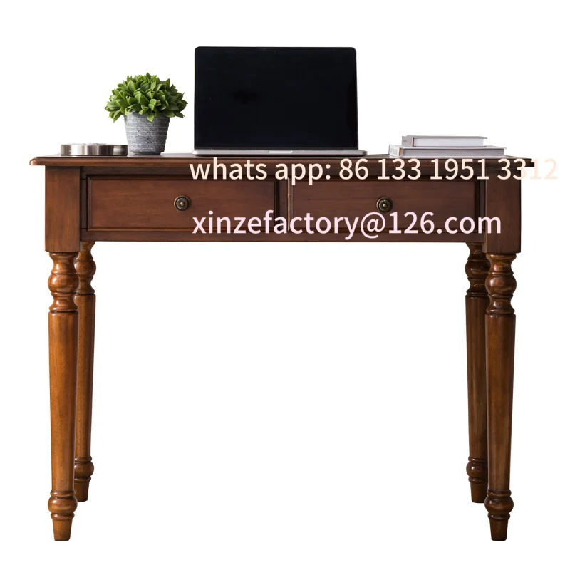 

FT American small all solid wood computer home study table and chair student writing European simple desk