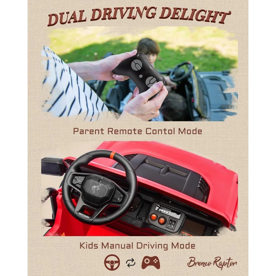 24V 電動乗用玩具 男の子＆女の子向け、2人乗り子供用電動カー リモコン付き、4輪サスペンション搭載の子供用乗用トラック