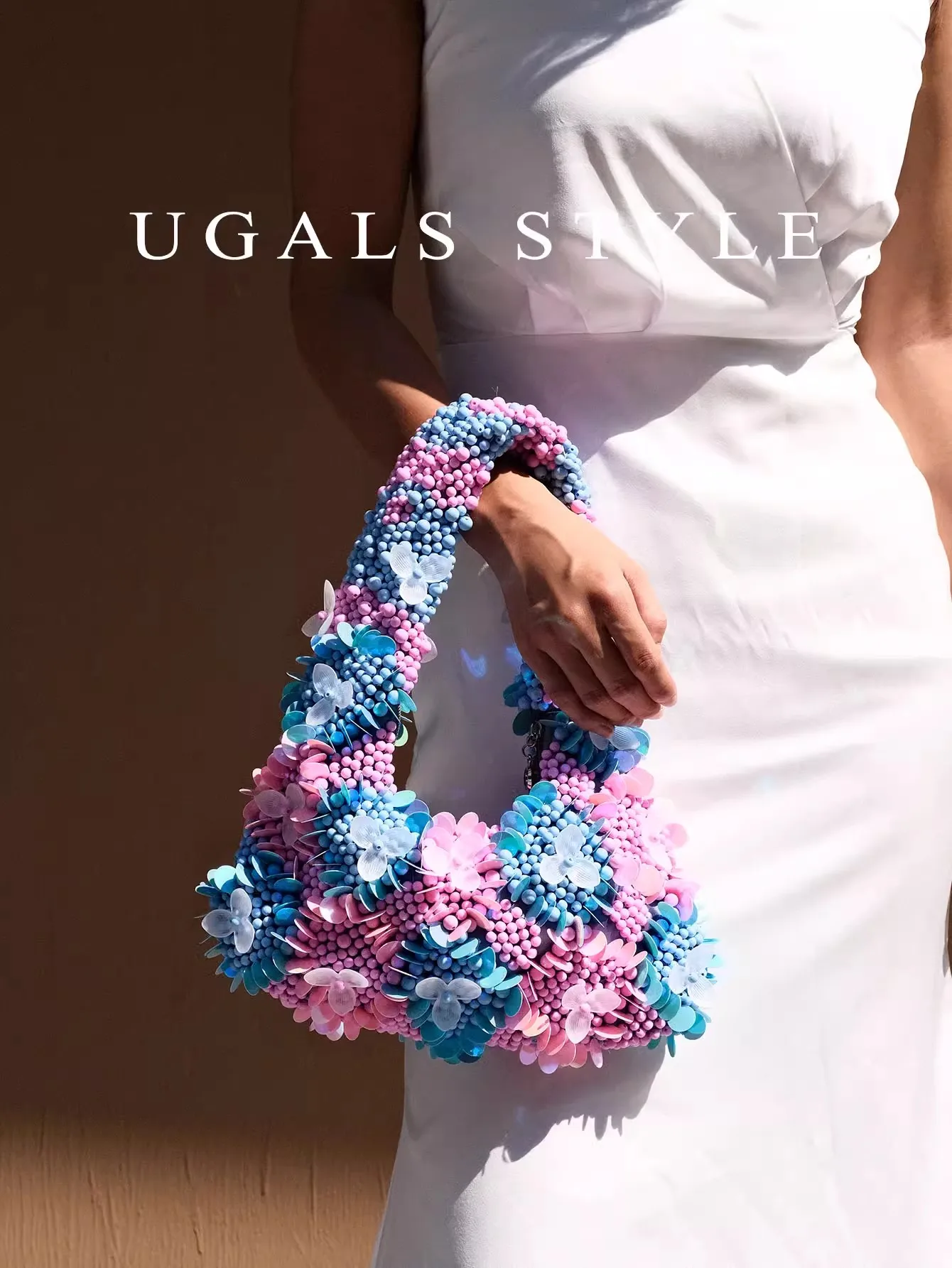 Women Handbag Beads Beaded Handmade Shoulder Bag Solid Floral Evening Bag Holiday Vacation Beach Bag Wedding Party Clutch Purse