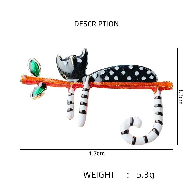 Enamel Cute Lazy Cat On the Tree Brooch For Women Men Lovely Cartoon Kitten Pets Animal Party Office Brooch Pin Charms Jewelry