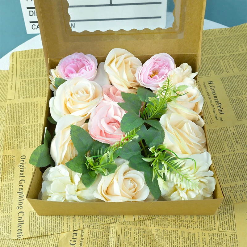 

Rayon Flower Rose Peony Gift Box, Fake Flower Bouquet, Creative Wedding DIY, Birthday Gift, Teacher's Day, Valentine's Day