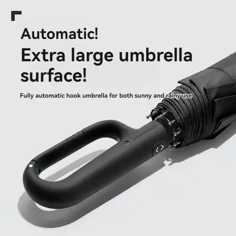Umbrella Automatic Strong Fully Automatic Umbrella for Men And Women with Ring Buckle Design Large Rib Strong Sunshade Double Umbrella Folding Compact
