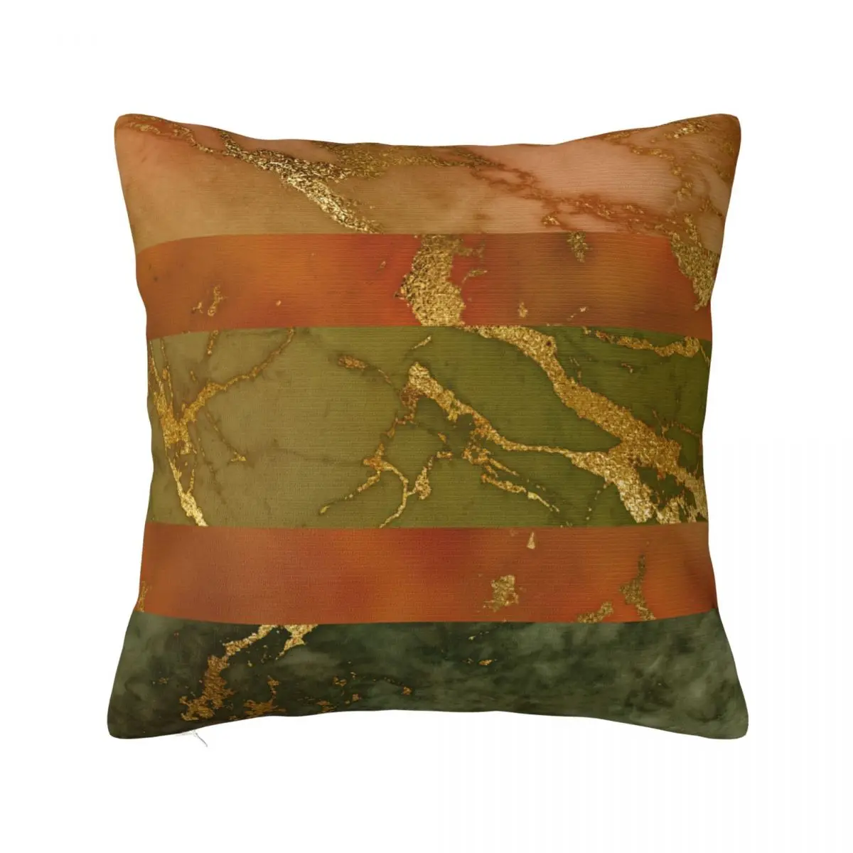 Autumn Marble Color Block Green Orange Gold Pillowcase Printing Cushion Cover Decorations Golden Pillow Case Cover Home