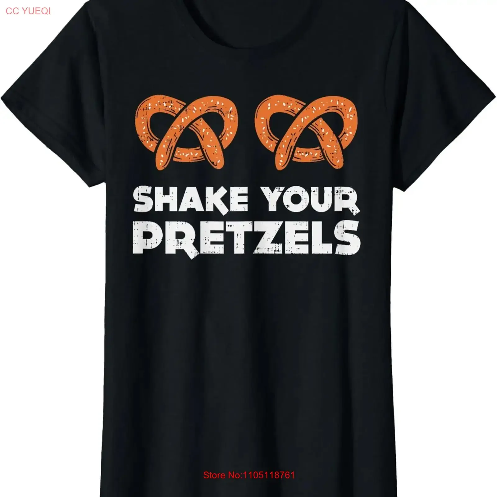 Shake Your Pretzels Funny Oktoberfest Match Ladies' Crewneck T Shirt long or short sleeves vintage Washed Casual Soft Versatile