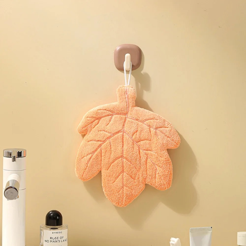 New Double-layer Leaf Style Hand Towel Thickened Speed Dry Hanging Hand Cloth Absorbent Handkerchief Rag for Kitchen Bathroom