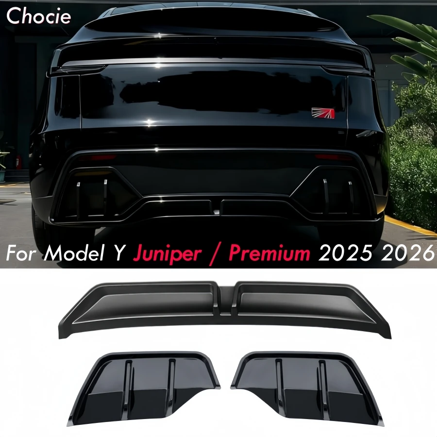

3PCS ABS Rear Diffuser for Tesla Model Y Juniper Premium 2025 2026 Rear Bumper Lip Sporty Aerodynamic Bumper Lip Splitter