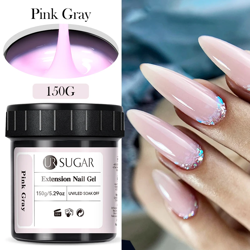 UR SUGAR 150g Soft Pink Quick Builder Nagelgel 6 IN 1 Acrygel für Nagelverlängerung, Selbstnivellierend, ablösbar, UV-LED-Gel