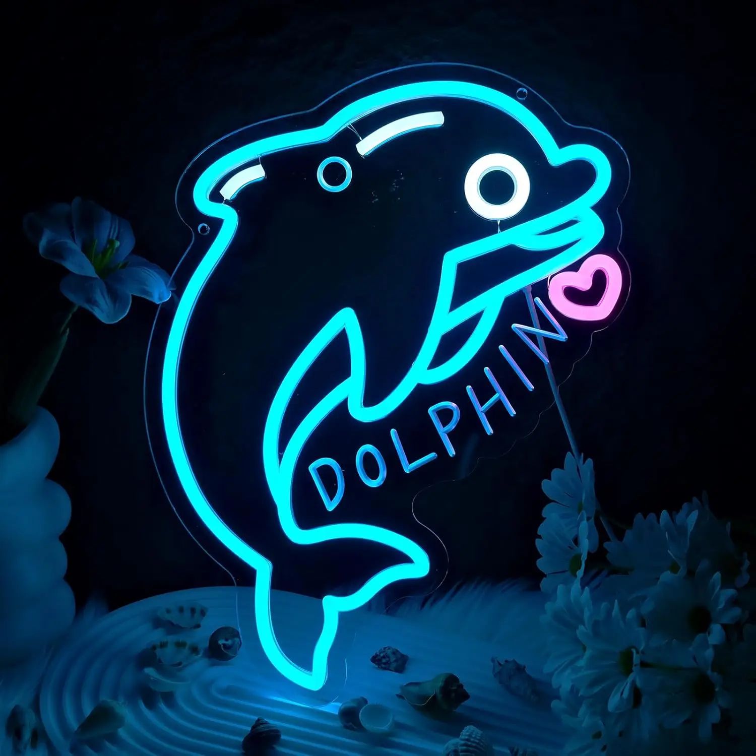 

Cute Dolphin LED Neon Sign USB Dimmable Neon Light Sign for Gameroom Bedroom Bar Livingroom Birthday Party Gift Wall Decor