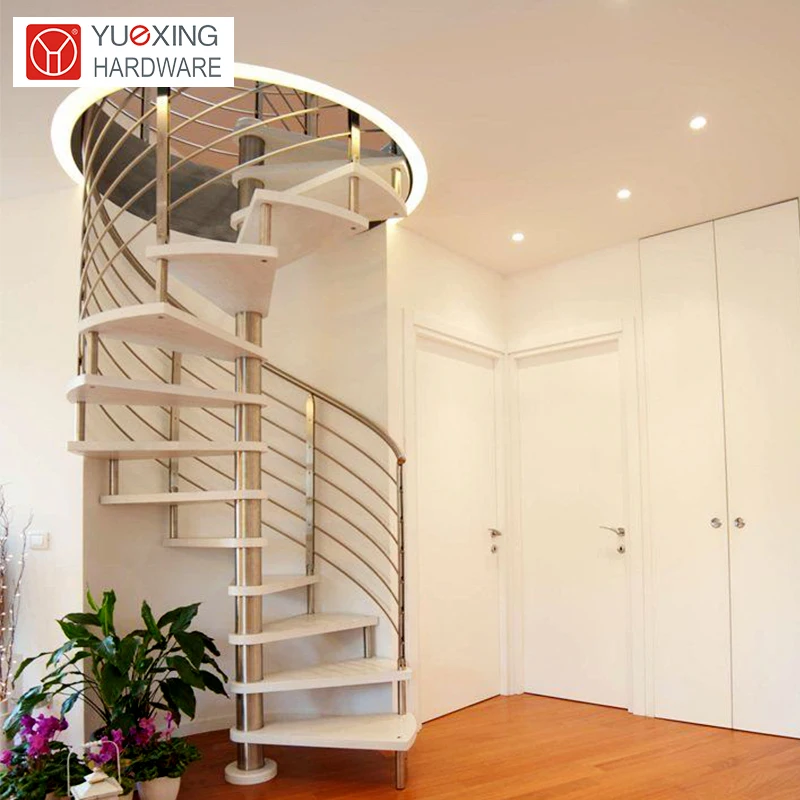 Custom.Simple Design Glass Step Staircase Modern Indoor Wood Tread Helical Stairs