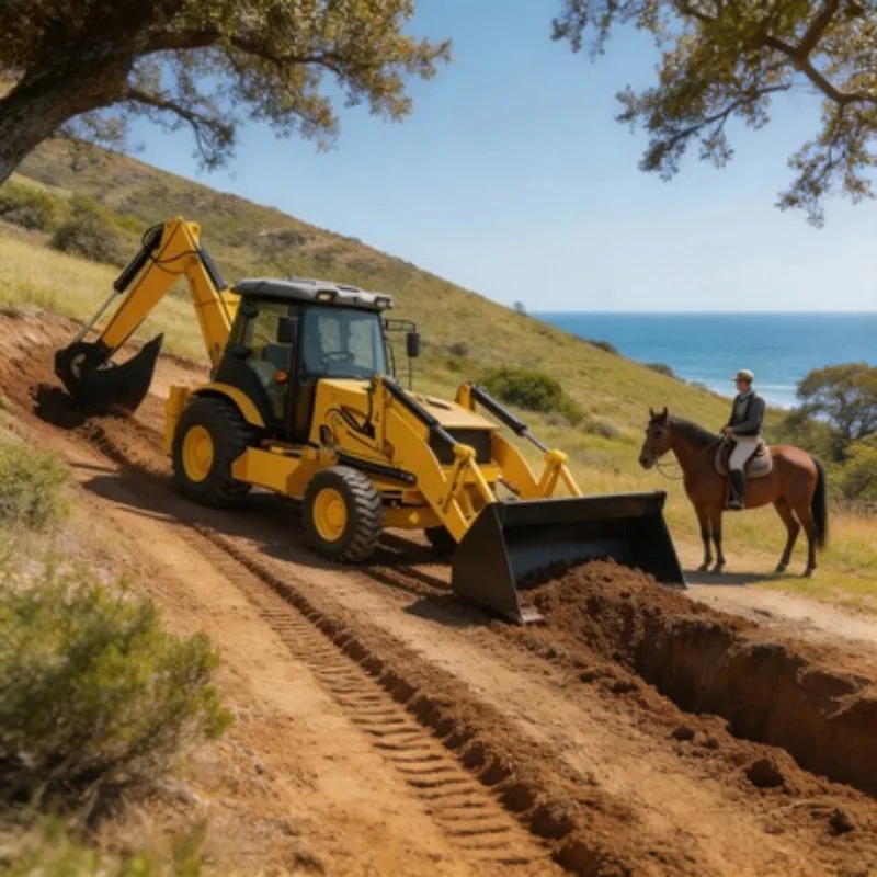 4WD Backhoe Loader Digger Tractor Machine 2 Ton with Front Bucket Rear Digger for Small Construction Project Work
