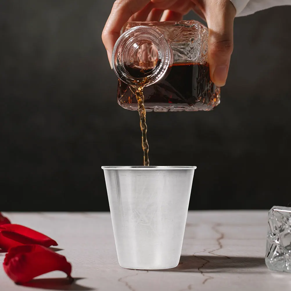 

2 Pcs Stainless Steel Glass Small Drinking Cups Water Metal Reusable Juice Camping Hiking Picnic Outdoor