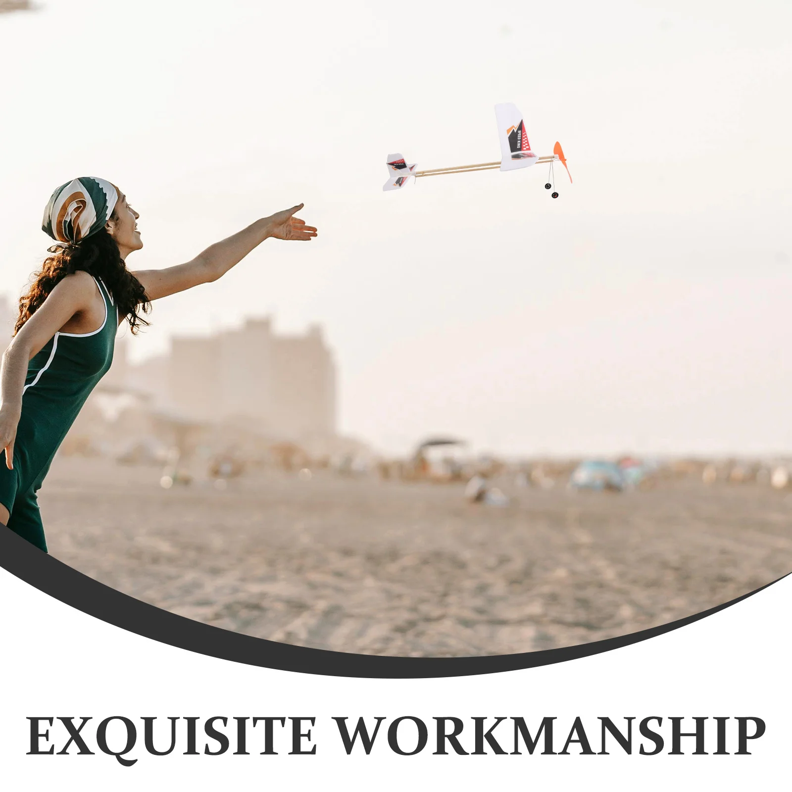 Hand-Assembled Foam Glider Plane Rubber Band Driven Long Distance Flight Lightweight for Family Bonding Backyard Playtime