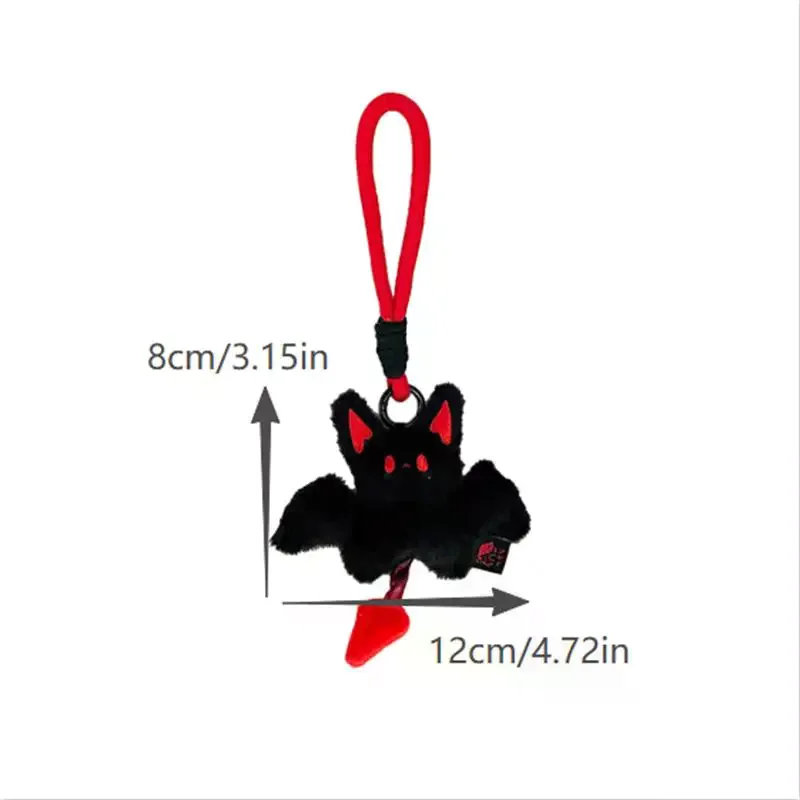 Sierlijke vleermuis knuffel sleutelhanger voor Halloween; Kleine duivel Lanyard tas hanger rugzak hangend verjaardagscadeau voor meisjes