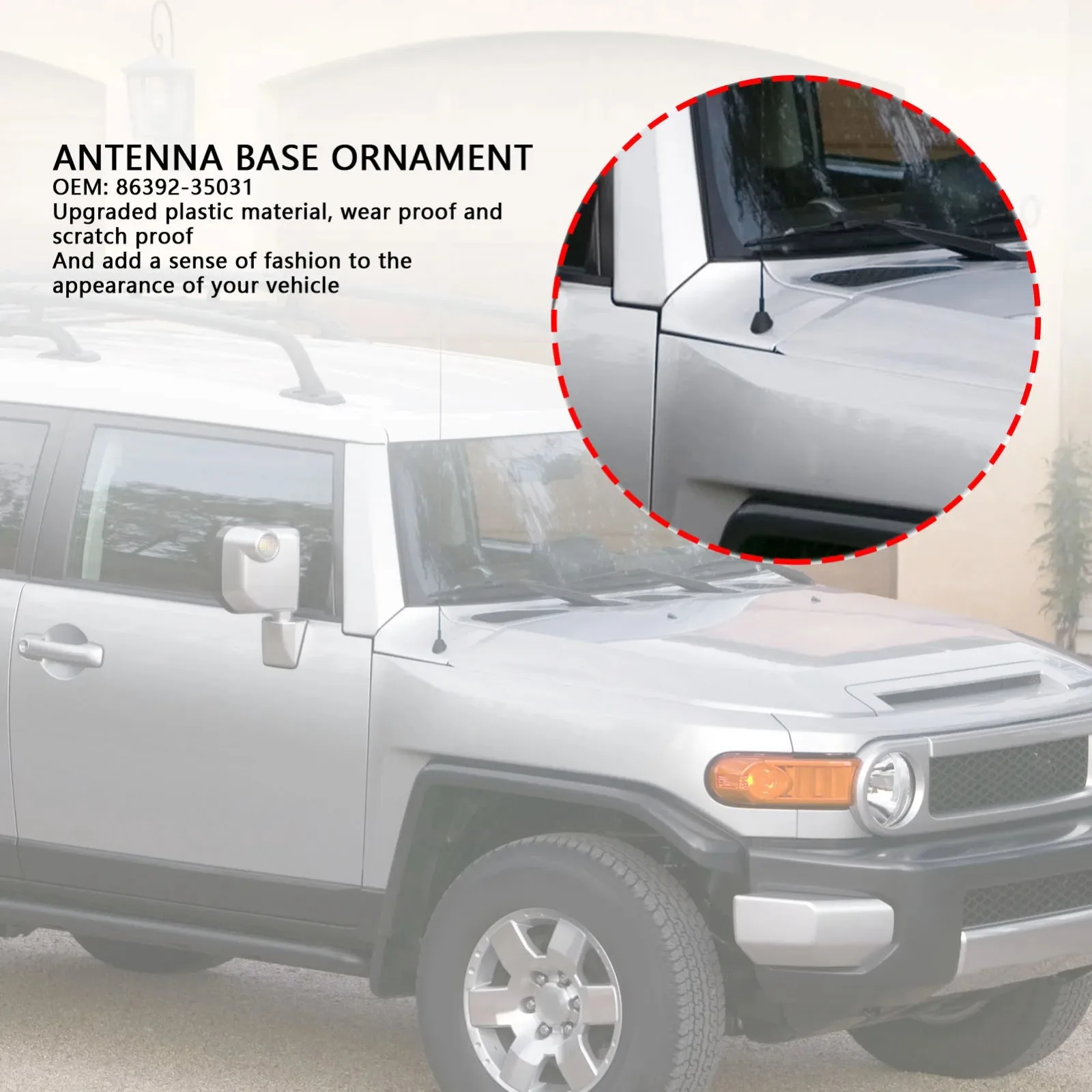 Car Radio Antenna Ornament Grommet Mount Antenna Topper For Toyota FJ Cruiser 2007-2014 Antenna Base Ornament 86392-35031