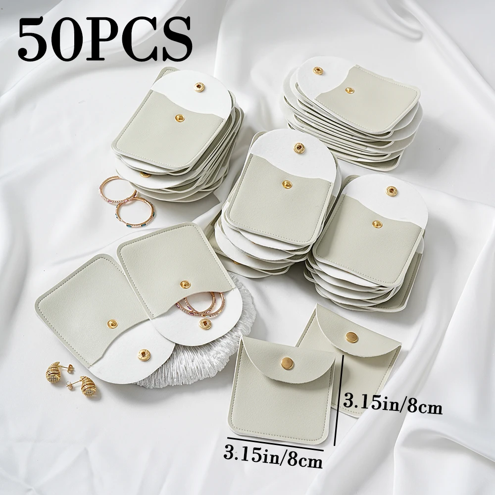 50/10/1pcs PU Leather Jewelry Packaging Pouches Wedding Party Christmas Candy Bag Earring Necklace Gift Bags Jewelry Organizer