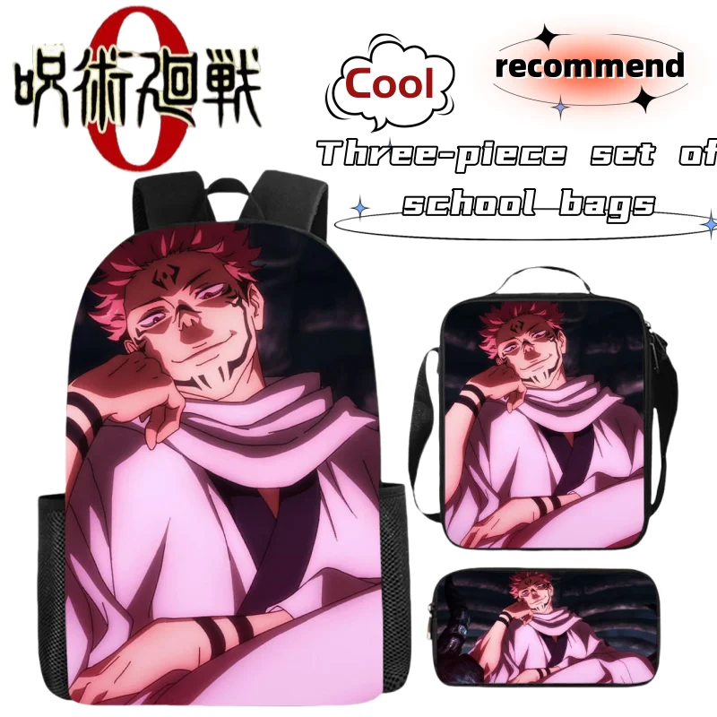

new Gojo Satoru Cute Cartoon Personality Cool Fashion Print Stress Relief Breathable Student School Bag Pencil Case 3 Piece Gift