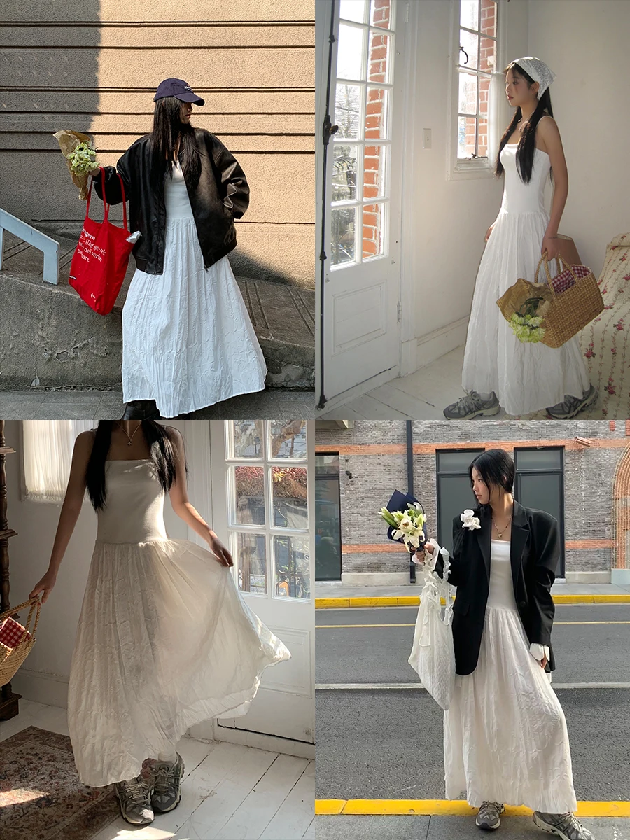 

Элегантное белое платье без бретелек для женщин, весна 2026, новое, длинное, очень красивое, с завышенной талией, из смесовой ткани (вискоза/полиэстер)