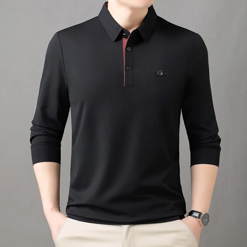

Men's Polo Shirt 2025 Spring and Autumn Edition Business and Leisure Collar Long Sleeve T-shirt Men's Top