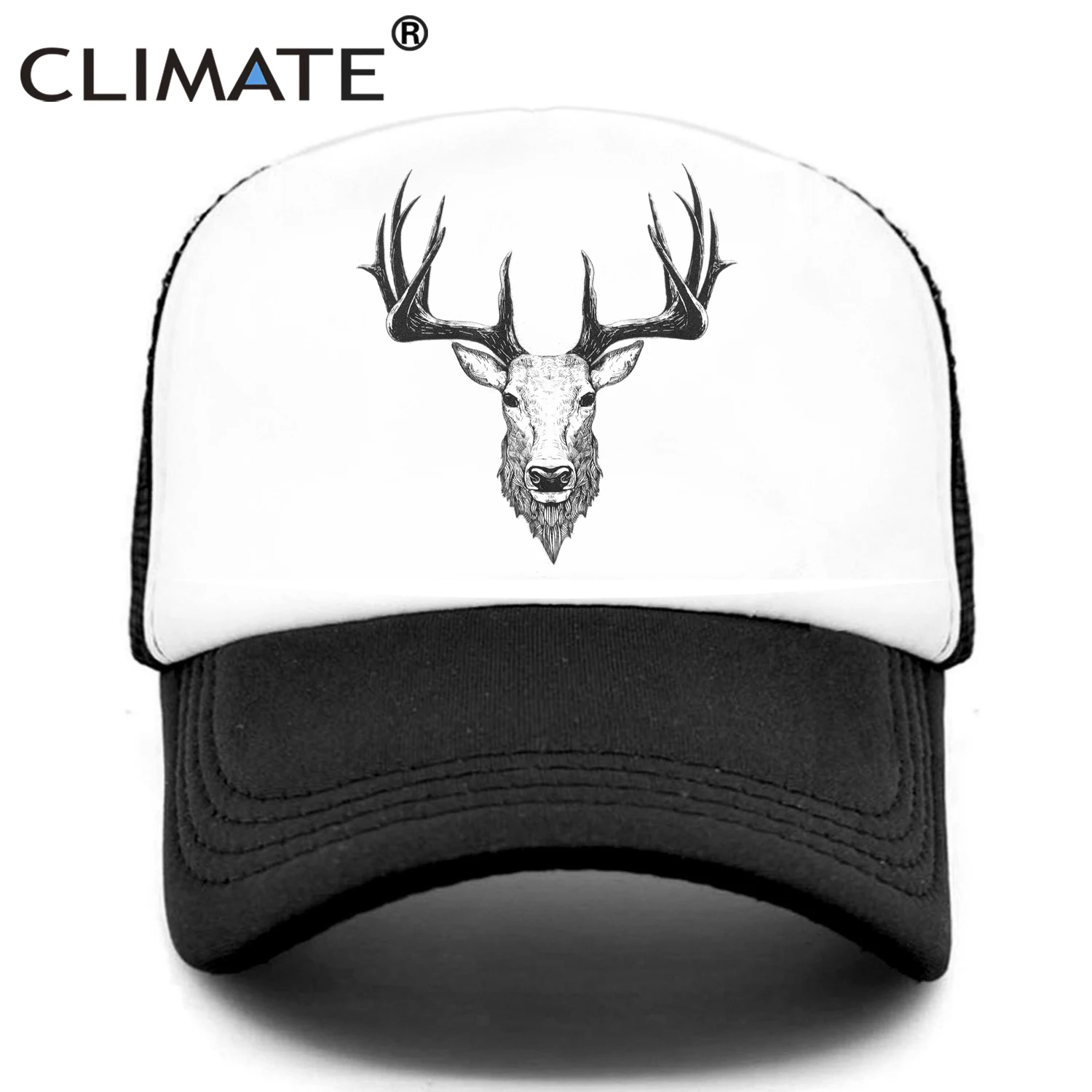 CLIMATE Deer Elk Buck Cap Men Deer Cool Trucker Cap Elk Caribou Hunting Hunt Sport Baseball Cap Summer Cool Mesh Cap Men Man