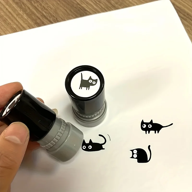 Black Cat Photosensitive Seal, Suitable For Students, Teachers, For Hand Account Letter Greeting Card Stamping, Gift Decoration