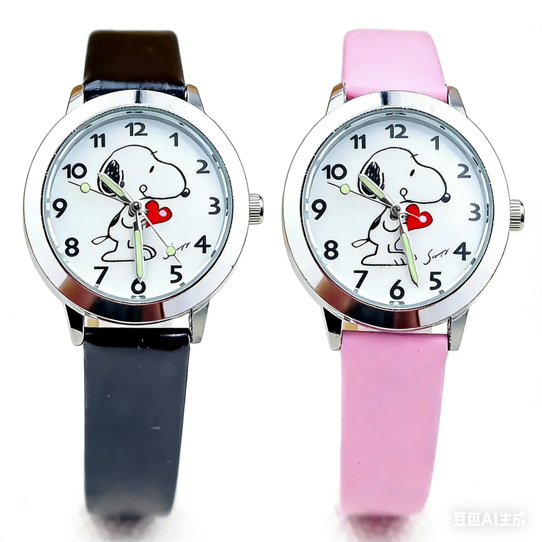Snoopy Children's Fashion Cute Watch Boys and Girls Cartoon Watch Quartz Movement PU Leather Strap Student Children's Gift