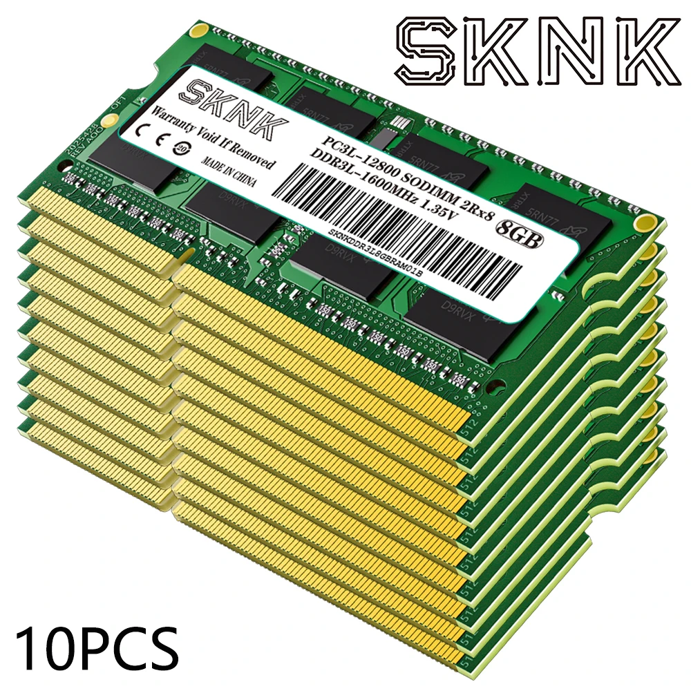 10Pcs SKNK RAM Memory DDR3L 8GB 4GB 1066Mhz 1333MHZ 1600MHz 1.35V Laptop PC3L-10600S 12800S Notebook Ram SODIMM Memoria Non-ECC