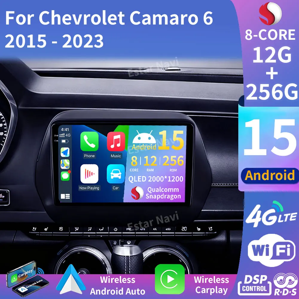 

Android 15 Car Radio For Chevrolet Camaro 6 2015 - 2023 Carplay 4G LTE 5GWIFI GPS BT QLED Multimedia Video Player 2DIN Head Unit
