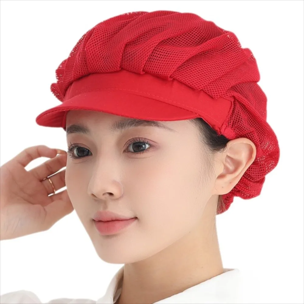 Dustproof Chef Work Hat Breathable Oil Resistant Kitchen Work Cap Cotton Material Hair Drop Prevention Work Caps Food Handling