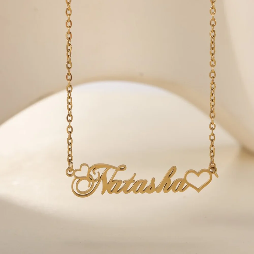 

Personalization Name Necklace Love Choker Custom Necklaces For Women Stainless Steel Jewelry 2pcs Heart Letter Collar New Trendy