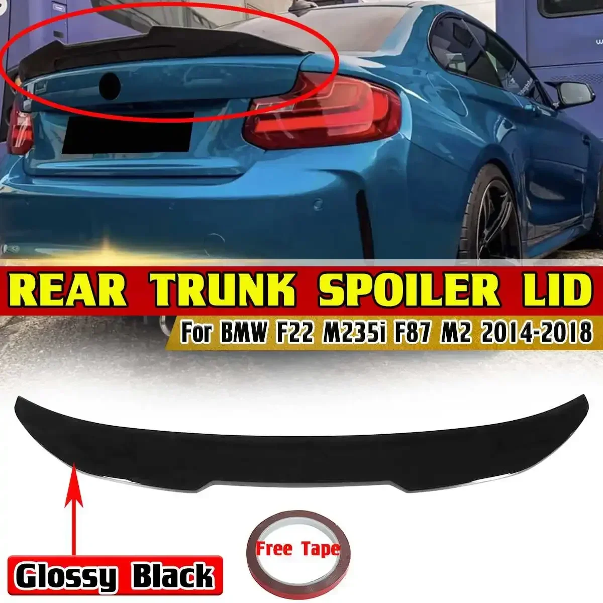 

New M23 PSM Style Car Rear Trunk Lip Boot Wing Lip For BMW F22 M235i F87 M2 2014-2018 Car Rear Spoiler Wing Trunk Lip Body Kit