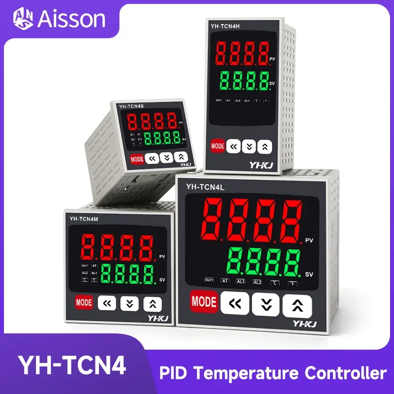 YH-TCN4 PID Temperature Controller Dual Output SSR Relay Digital Display Adjustment High Precision 100-240VAC 0-400℃ K/J/T/CU50