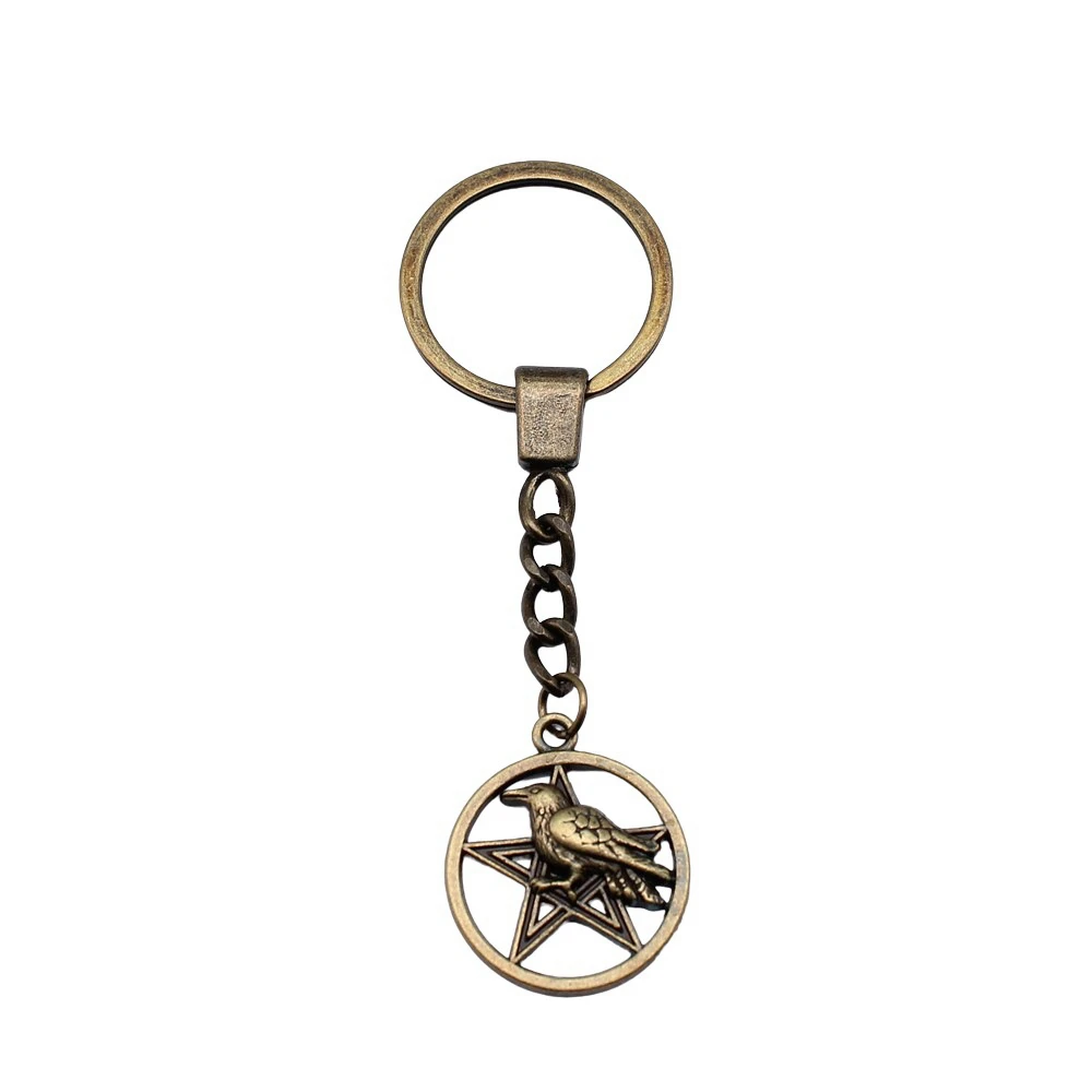 1pcs Crow Charms Motorcycle Keychain Accessories For Women Accessories For Jewelry Wholesale Ring Size 30mm