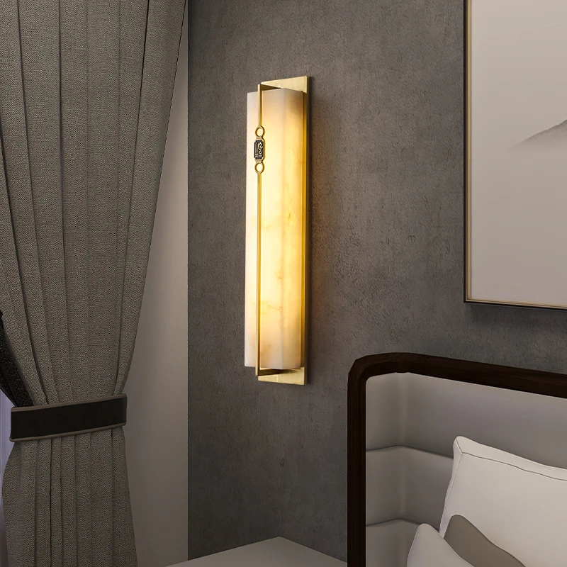 

TEMAR Brass Wall Light LED Modern Luxury Marble Sconces Fixture Indoor Decor for Home Bedroom Living Room Corridor