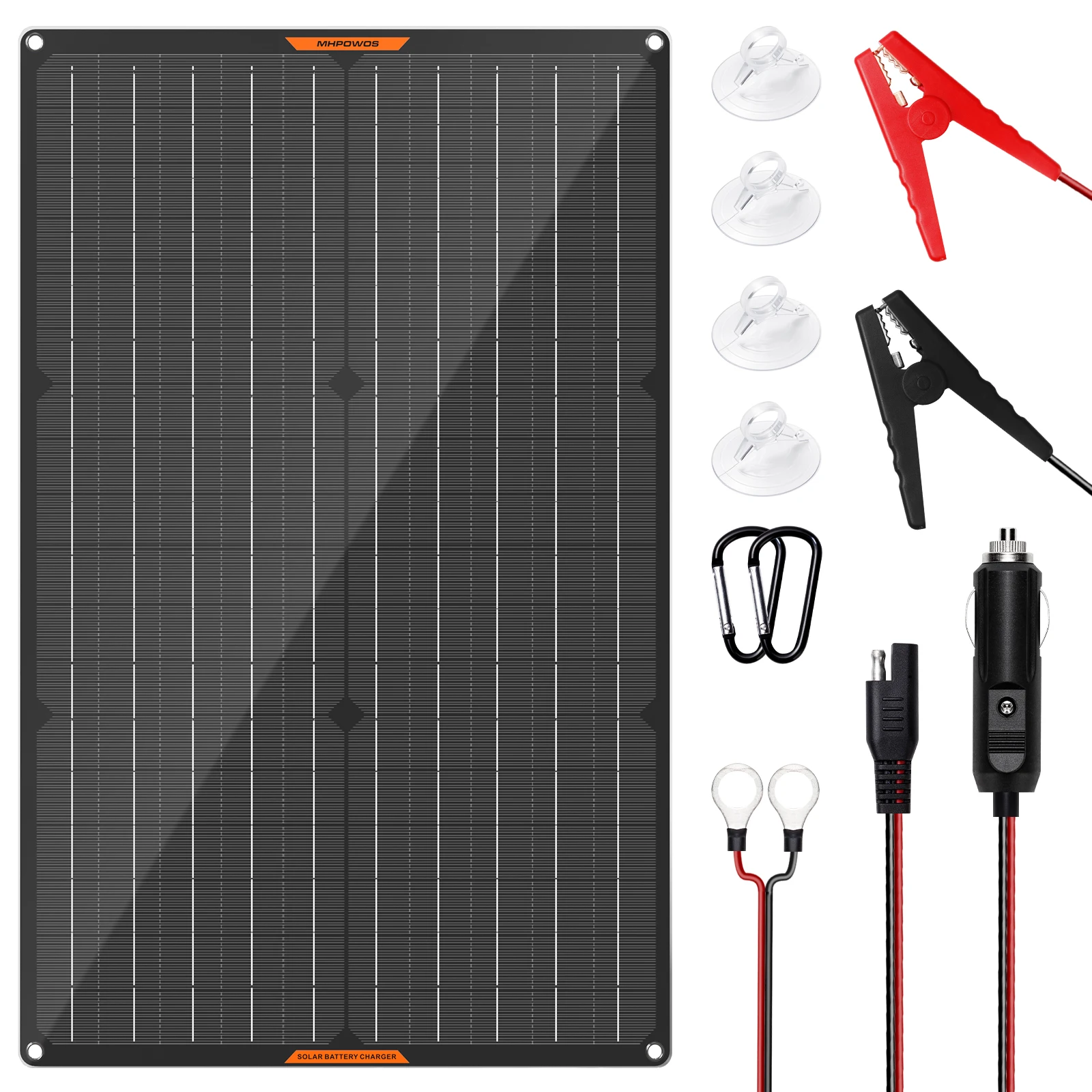 MHPOWOS Waterdichte 30W 12V Solar Batterijlader & Onderhouder 12 Volt Zonnepaneel Druppelladkits voor Auto Boot Marine RV - afbeelding 1